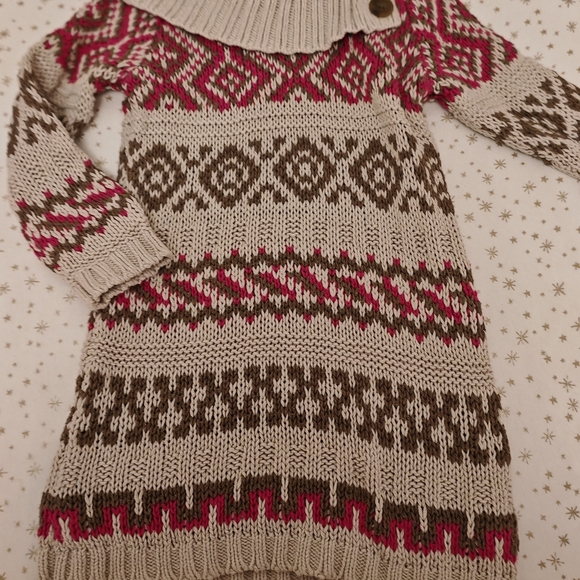 2/30 Gap Girls' Fair Isle Knit Sweater Dress - Picture 4 of 10